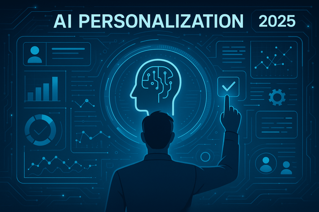 AI-powered personalization interface showcasing future design trends for 2025